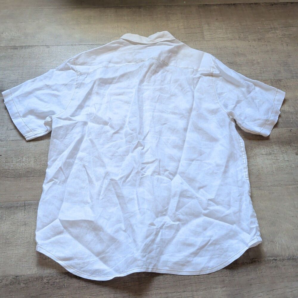 Tommy Bahama Mens Button Down Shirt White 100% Linen Shirt Sleeve Size Large L - Picture 5 of 6